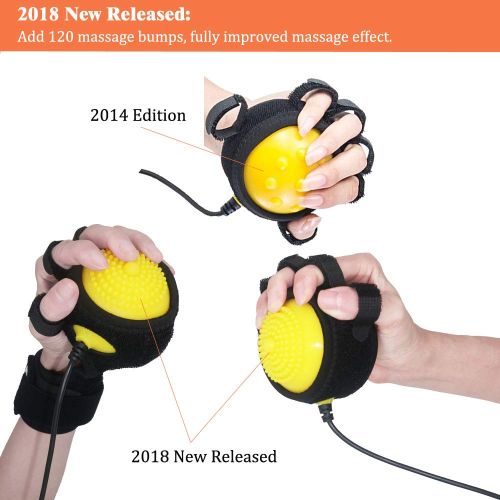  Healsmile Electric Hot Compress Stroke Hemiplegia Fingers Recovery Massager Infrared Therapy Ball Finger Massage Rehabilitation 110V-240V Passive Training Finger Flexion Correctio