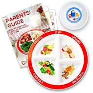 Health Beet MyPlate Divided Kids Portion Plate Plus Dairy Bowl and Lesson Plan for Picky Eaters