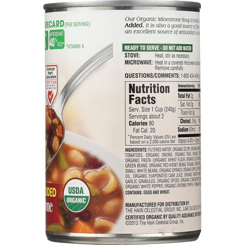  Health Valley Organic No Salt Added Soup, Minestrone, 15 Ounce (Pack of 12)