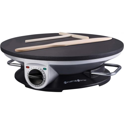  [아마존베스트]Health and Home No Edge Crepe Maker - 13 Inch Crepe Maker & Electric Griddle - Non-stick Pancake Maker- Crepe Pan