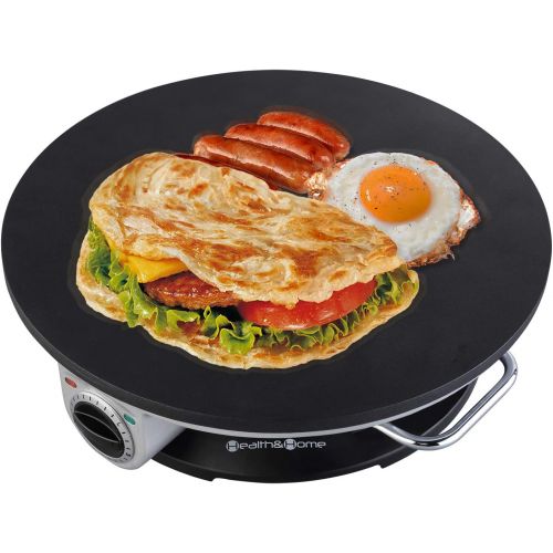  [아마존베스트]Health and Home No Edge Crepe Maker - 13 Inch Crepe Maker & Electric Griddle - Non-stick Pancake Maker- Crepe Pan