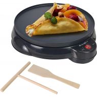 [아마존베스트]Health and Home Electric Crepe Maker - 10Crepe Pan,Crepe Griddle, Non-stick Pancake Maker - Easy Clean & Includes Wooden Spatula, Batter Spreader