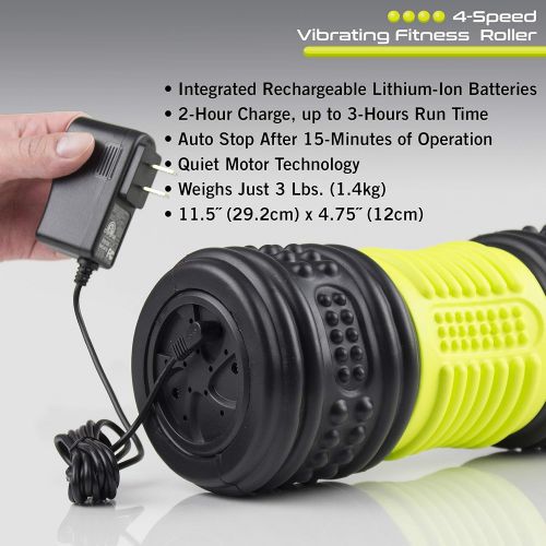  HealthSmart Rechargeable Muscle Massage Foam Roller: Vibrating Body Massager for Rolling Out Muscles - 4...