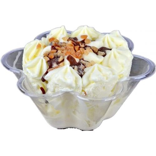  [아마존베스트]Healthcom 50 Packs Clear Plastic Ice Cream Dessert Bowls Dessert Cups Flower Ice Cream Cup Sundae Bowls Disposable Plastic Dessert Bowls Holder Salad Serving Bowl for Tasting Party