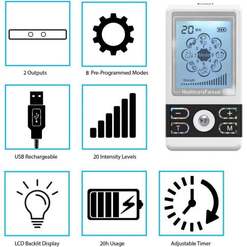  [아마존핫딜][아마존 핫딜] HealthmateForever [2nd Edition with Wireless Access] 8 Modes Best Portable Smart Electro Pain Relief Machine + 4in1 Electrodes Wire and 1 Snap On Long Life Random Color Pads HM8ML(Black) HealthmateF