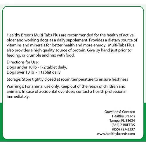  Healthy Breeds Multi-Tabs Advanced Formula Vitamin & Mineral Daily Dietary Supplement - Liver Flavored Tablets - Over 200 Breeds - 180 or 365 Chews