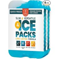 Ice Packs for Lunch Boxes and Coolers - Freezer Packs - Original Cool Pack | Cooler Accessories for The Beach, Camping, and Fishing | Slim & Long-Lasting Reusable Ice Pack for Coolers (Set of 4)