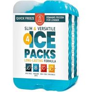 Ice Packs for Lunch Boxes and Coolers - Freezer Packs - Original Cool Pack | Cooler Accessories for The Beach, Camping, and Fishing | Slim & Long-Lasting Reusable Ice Pack for Coolers (Set of 4)