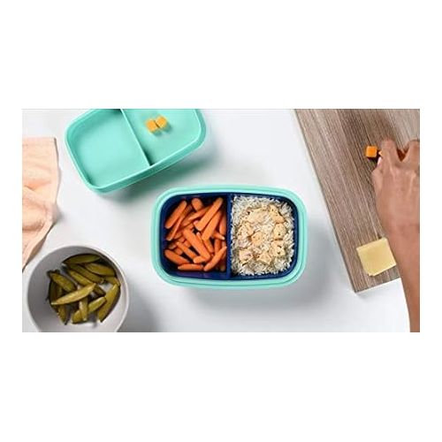  Ultimate Bento Box - Lunch Box for Kids & Adults with Removable Ice Pack - Leakproof, Multi-Compartment Food Container with Removable Containers - Microwave & Dishwasher Safe (Blue/Green)