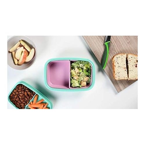  Ultimate Bento Box - Lunch Box for Kids & Adults with Removable Ice Pack - Leakproof, Multi-Compartment Food Container with Removable Containers - Microwave & Dishwasher Safe (Pink, Green, Pink)