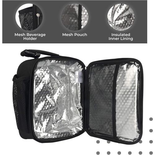  [아마존베스트]Healthy Packers Insulated Lunch Box for Adults and Kids - Professional Work Lunch Bag for Men and Women - Spacious and Heavy Duty School Lunchbox for Boys and Girls (Black)