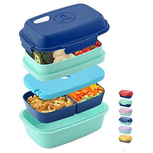  [아마존베스트]Healthy Packers Ultimate Bento Box - Lunch Box for Kids & Adults - 100% Leakproof - Multi Compartment Food Container with Removable Containers and Ice Pack - Microwave & Dishwasher Safe (Blue, Gre