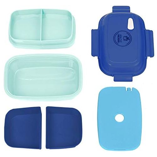  [아마존베스트]Healthy Packers Ultimate Bento Box - Lunch Box for Kids & Adults - 100% Leakproof - Multi Compartment Food Container with Removable Containers and Ice Pack - Microwave & Dishwasher Safe (Blue, Gre