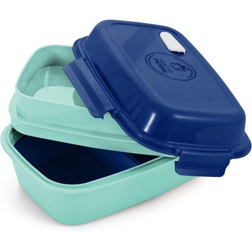  [아마존베스트]Healthy Packers Ultimate Bento Box - Lunch Box for Kids & Adults - 100% Leakproof - Multi Compartment Food Container with Removable Containers and Ice Pack - Microwave & Dishwasher Safe (Blue, Gre