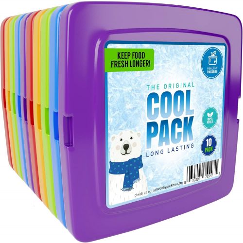  Healthy Packers Cool Pack, Slim Ice Pack for Lunch Box Quick Freeze and Long Lasting Freezer Cold Packs for Cooler Bag and Lunch Boxes Original Long Lasting Formula (10 pack)