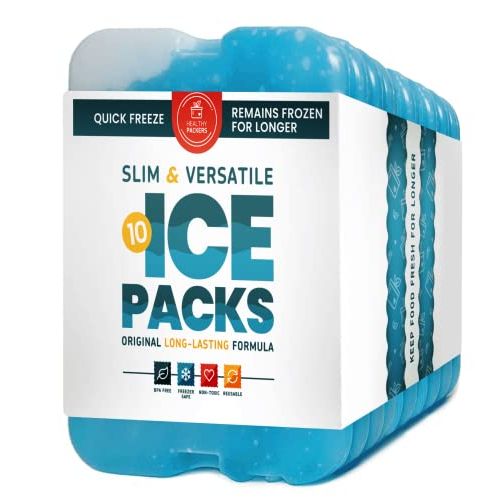  Healthy Packers [NEW] Cool Pack, Slim Long Lasting Ice Packs Great for Coolers or Lunch Box (10 Pack)