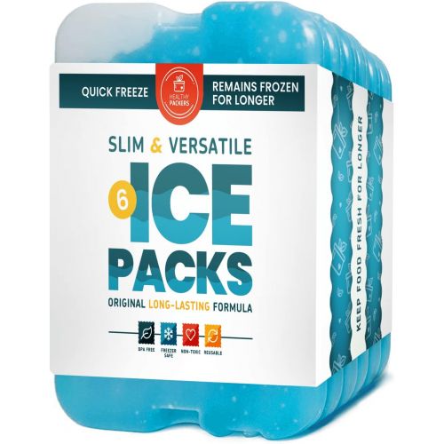  Healthy Packers [NEW] Cool Pack, Slim Long Lasting Ice Packs Great for Coolers or Lunch Box (6 Pack)