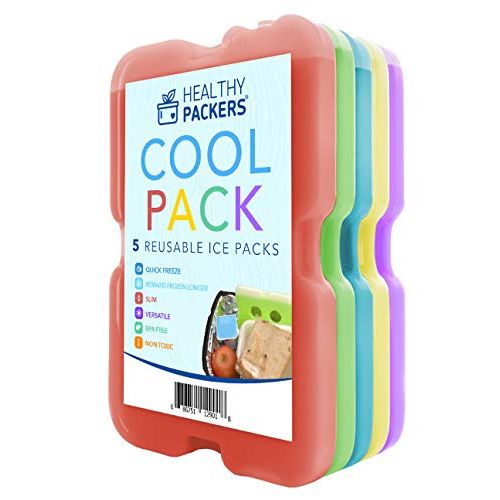  Healthy Packers Ice Pack for Lunch Box - Freezer Packs - Original Cool Pack (Set of 5) Slim & Long-Lasting Ice Packs for Your Lunch or Cooler Bag (Combo)