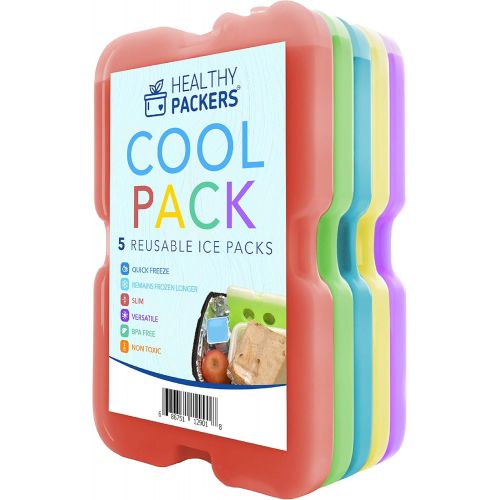 Healthy Packers Ice Pack for Lunch Box - Freezer Packs - Original Cool Pack (Set of 5) Slim & Long-Lasting Ice Packs for Your Lunch or Cooler Bag (Combo)