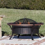 HealthyLifeStyle52 Rail Steel Charcoal Fire Pit Outdoor Patio Fireplace Heater Steel Backyard Wood Propane Bowl Firepit Gas Burning Cover Deck Table