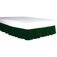 Healthybusiness1 Wrap Around Elastic Velvet Bed Skirt for 14 hieght mattress home bedding decor (Green, Queen - 12 drop)