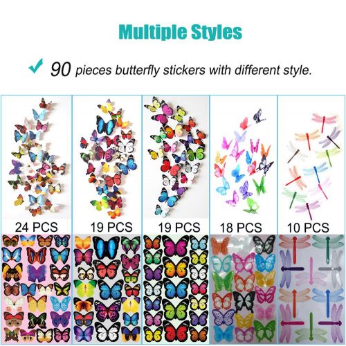  Heansun 80 PCS Wall Decal Butterfly, Wall Sticker Decals for Room Home Nursery Decor
