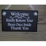 Heartfeltgiver Welcome Kindly Remove Shoes Once Inside Thank You Wood Sign Vinyl Home Decoration Porch Sign Take Off Shoes No Shoes Socks Entry Sign Door