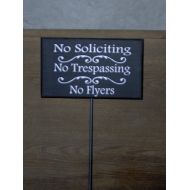 Heartfeltgiver No Soliciting No Trespassing No Flyers Wood Vinyl Metal Stake Yard Sign Garden Decor Porch Sign Home Sign Business Office Sign Yard Decor