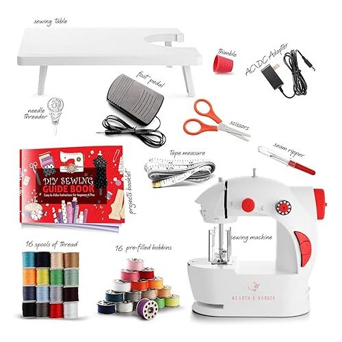  Mini Sewing Machine for Beginners Adult, 48-Piece Portable Sewing Machine, Dual Speed Small Sewing Machine, Adults and Kids Sewing Machine, Travel Beginner Sewing Machines with Sewing Kit and Book