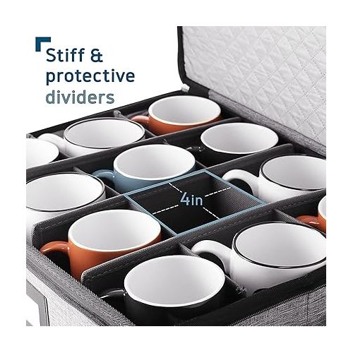  Fine China Storage Containers Hard Shell - 5 Piece Dish Storage Containers, Quilted and Stackable Mug Storage and Plate Storage Containers, Dish Organizer with Dividers for Moving and Seasonal Storage