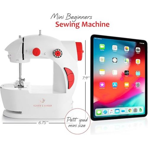  Mini Sewing Machine for Beginners Adult, 122-Piece Portable Sewing Machine, Dual Speed Small Sewing Machine, Adults and Kids Sewing Machine, Travel Beginner Sewing Machines with Sewing Kit and Book