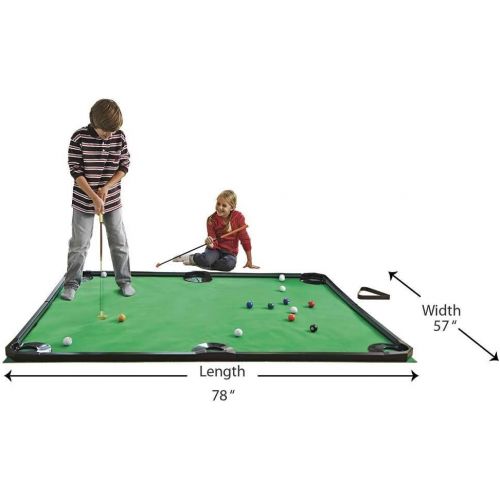  [아마존베스트]Indoor Golf Pool Putting Game - Mini Golf Set for Kids and Families - Includes 2 Golf Clubs, 16 Balls, Rails - 78 L x 57 W