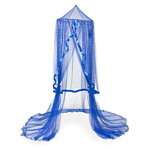  [아마존베스트]Celestial Starry Night Hideaway Hanging Bed Canopy Play Tent with Lights  Kid’s Bedroom Decor for Bed or Crib  Blue - 7ft H x 24’’ Diam (Top) x 12ft Circumference (Bottom)