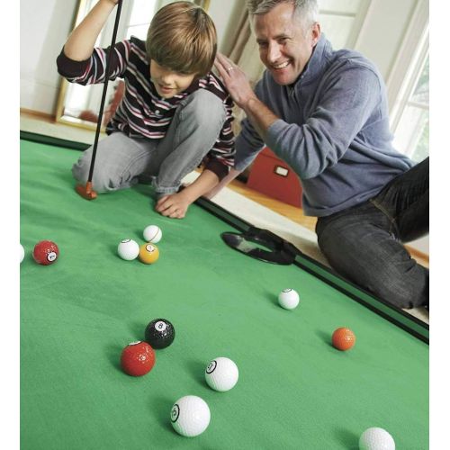  HearthSong Golf Pool Indoor Family Game Kids Toy Carbon Fiber 78Lx57W Includes Golf Clubs, 16 Balls, Green Mat, Rails