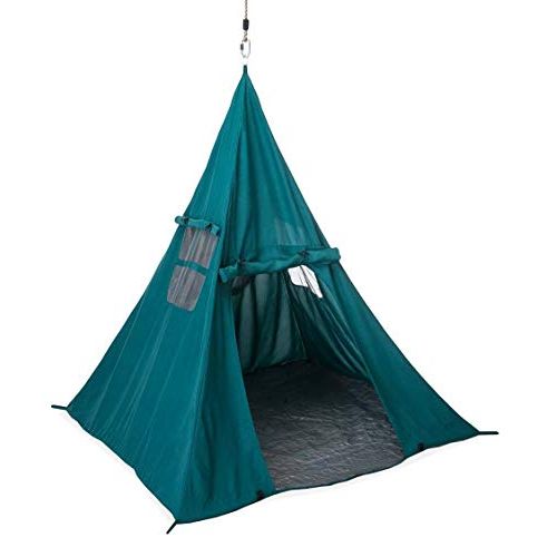  HearthSong Pole-Free Outdoor Weather-Resistant Tent with Three Windows, Door, and Pendant Light, 48 sq. x 48 H