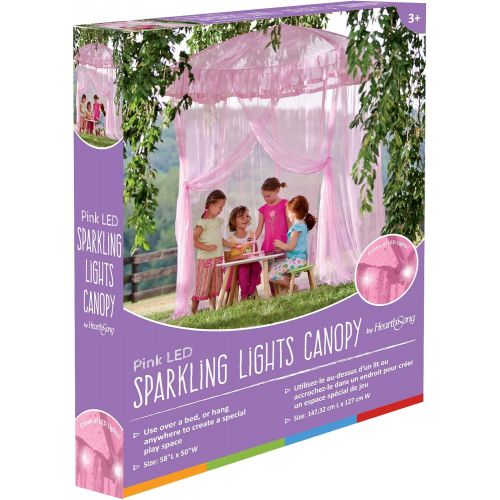  [아마존베스트]HearthSong Sparkling Lights Light-Up Bed Canopy for Twin, Full, or Queen Beds, 58 L x 50 W