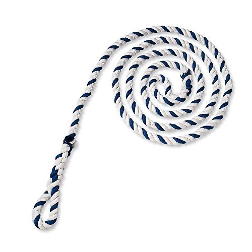  HearthSong Kids Blue Striped Jump Rope with 2 Loop Handles, Sturdy Cotton, 12 Feet 4 Inches Long, 58 Thick
