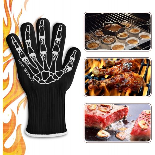  [아마존베스트]Heat Guardian Heat Resistant Gloves  Protective Gloves Withstand Heat Up To 932℉  Use As Oven Mitts, Pot Holders, Heat Resistant Gloves for Grilling  Features 5” Cuff for Forear