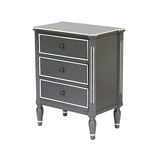  Heather Ann Creations Bombay Series Premium Wood Small 3 Drawer Classic Bedroom Storage Dresser, Gray/White Trim
