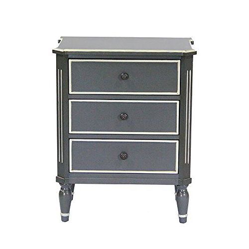  Heather Ann Creations Bombay Series Premium Wood Small 3 Drawer Classic Bedroom Storage Dresser, Gray/White Trim