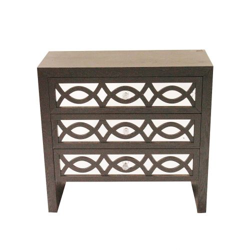  Heather Ann Creations Handcrafted Contemporary 3 Drawer Accent Storage Chest Console, 31.5 x 13 x 30, Black