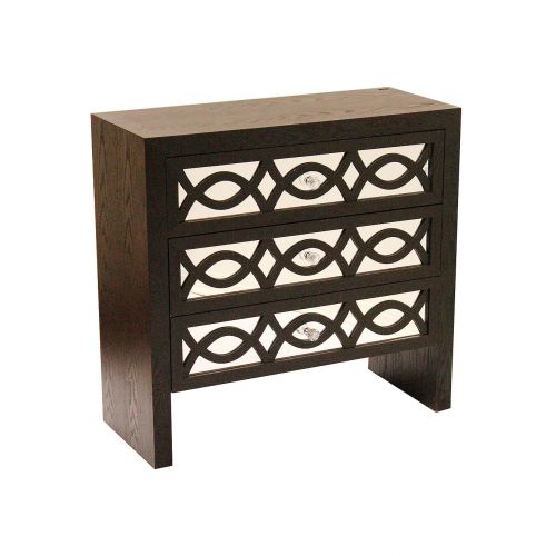  Heather Ann Creations Handcrafted Contemporary 3 Drawer Accent Storage Chest Console, 31.5 x 13 x 30, Black