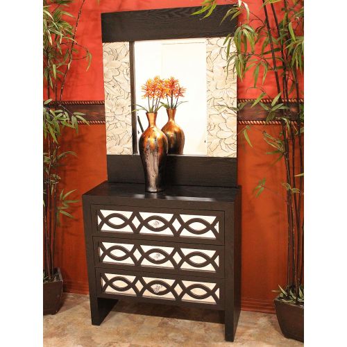  Heather Ann Creations Handcrafted Contemporary 3 Drawer Accent Storage Chest Console, 31.5 x 13 x 30, Black