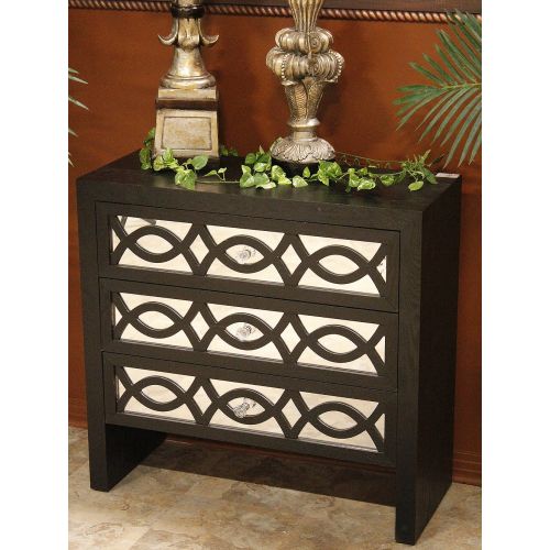  Heather Ann Creations Handcrafted Contemporary 3 Drawer Accent Storage Chest Console, 31.5 x 13 x 30, Black