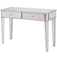 Heaven Tvcz 2 Drawer Mirrored Vanity Make-Up Desk Console Dressing Silver Glass Table Modern for storage