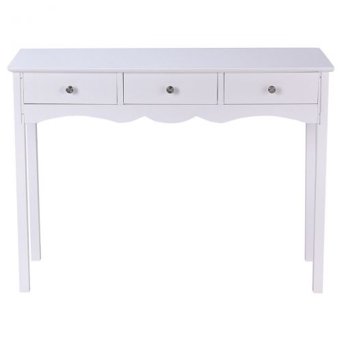  Heaven Tvcz Vanity Table with 3 Drawers Dressing Table Hall table Side table White