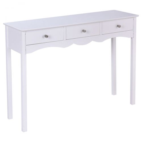  Heaven Tvcz Vanity Table with 3 Drawers Dressing Table Hall table Side table White