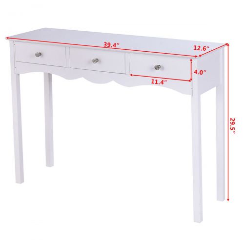  Heaven Tvcz Vanity Table with 3 Drawers Dressing Table Hall table Side table White