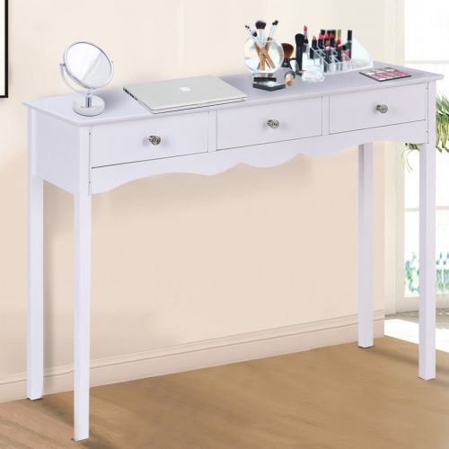  Heaven Tvcz Vanity Table with 3 Drawers Dressing Table Hall table Side table White