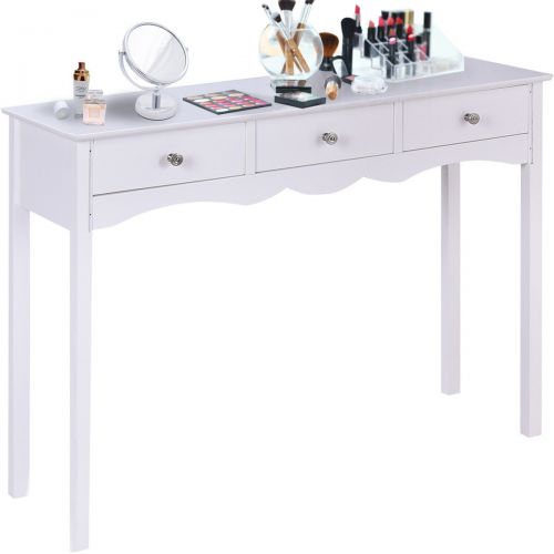  Heaven Tvcz Vanity Table with 3 Drawers Dressing Table Hall table Side table White